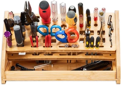 Schroevendraaier Organizer - Gereedschap Houder - Werkplaats Ordenen - Veelzijdige Toepassing - 7.2x16.6x7.2 cm - Houtkleur