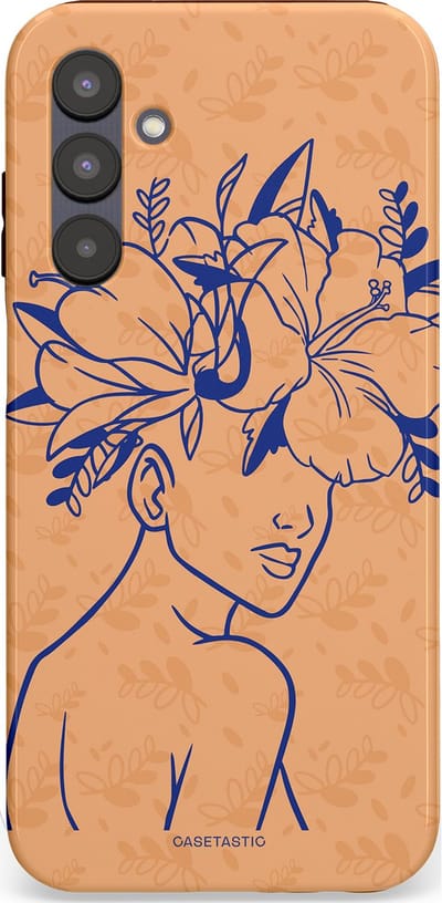 Casetastic hoesje geschikt voor Samsung Galaxy A25 - Dubbellaagse bescherming - Lijn en Bloesem - Fashion Case - Perzik