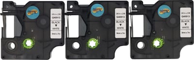 Dappaz - 3 stuks Dymo 40913 D1 Compatible Label Tape - Zwart op Wit - 9 mm x 7 m - S0720680 - Geschikt voor Dymo Labelmanager - Lettertapes