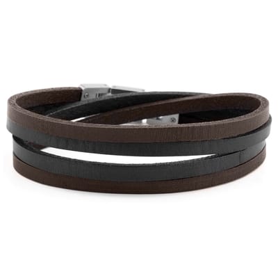 Donkerkleurige Roy Dubbele Wikkelarmband met Staal