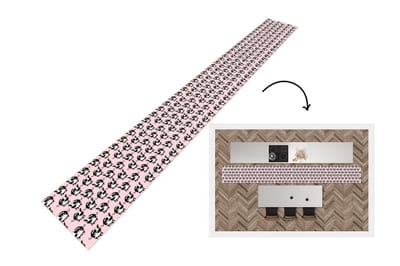 Keukenloper - Keukenmat - Koe - Roze - Patronen - 400x50 cm - Keuken vloerkleed
