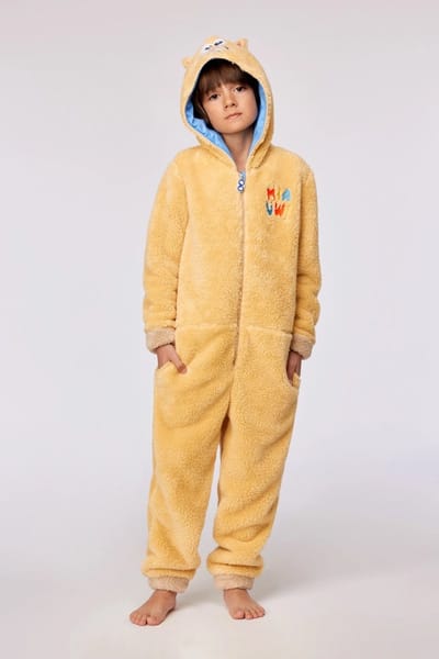 Woody onesie unisex kat - geel - 252-10-ONJ-M/010 - maat 116
