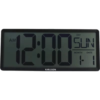 Karlsson Wandklok Retro LCD - Zwart - 34.8x2.7x14.8cm - Wandklok Scandinavisch
