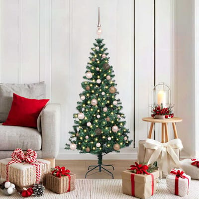 vidaXL - Kunststof - Voorverlichte - Kerstboom - Groen - 150 - cm - PVC - en - Metalen