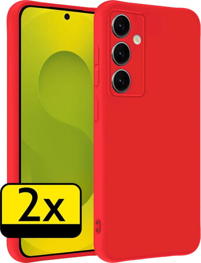 Hoesje - 2 Stuks - Geschikt voor Samsung Galaxy S25 - Sterk & Shockproof - Case Siliconen - Back Cover - Telefoon Hoes - Telefoonhoesjes - Rood