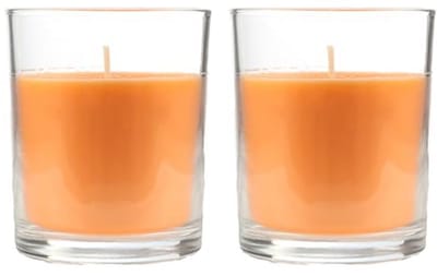 Geurkaars in glas van plantaardige was - 28 uur brandduur - Tropisch fruit - 8,5 x 7 cm - 125 g - Set van 2