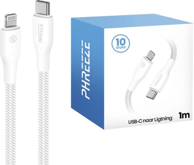 Multipack geschikt voor Lightning kabels 1m - 10 pack - Ideaal voor grootverbruikers, bezorgers & zakelijk