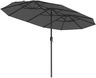 Double Sunshield Parasol - UV Protection Sunshade - Outdoor Paraplu - UPF 50+ UV -beoordeling - 394 x 200 cm - grijs