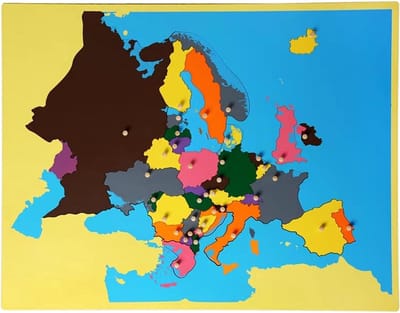 Montessori Wereldkaart Puzzel - Educatieve Geografie Puzzel - Leren Wereld Kennis - Tastbare Continenten Ontdekking - 57 x 45 cm