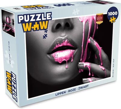 Puzzel Lippen - Roze - Zwart - Legpuzzel - Puzzel 1000 stukjes volwassenen