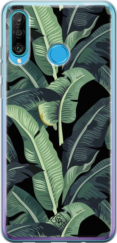 Casimoda® hoesje - Geschikt voor Huawei P30 Lite - Palmbladeren Bali - Siliconen/TPU - Soft Case - Groen - Planten