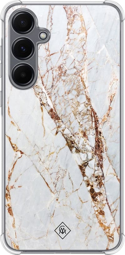 Casimoda® hoesje - Geschikt voor Samsung Galaxy A35 5G - Marmer Goud - Shockproof case - Extra sterk - TPU/polycarbonaat - Goudkleurig, Transparant