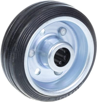 80 mm (3 inch) zwart rubberen wiel met hart van geperst staal, draagvermogen 70 kg – set van 4