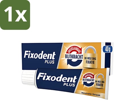 1 x Fixodent - Kleefpasta - Plus - Krachtige Hechting - 40 g - Kleefpasta Kunstgebit - Kunstgebit Hechting - Kunstgebit Fixatie - Kunstgebit Kleefpasta - Kunstgebit Comfort