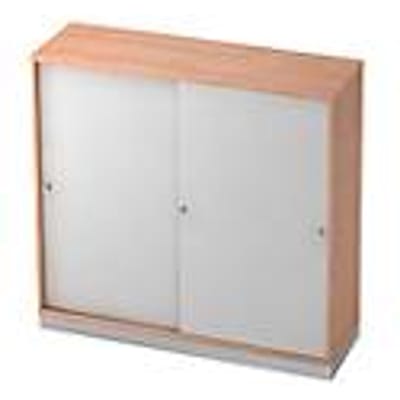 Schuifdeurkast, 3 ordnerhoogten, B 1200 x D 400 mm, notenhoutpatroon