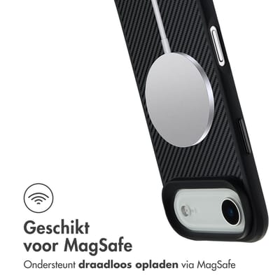 imoshion Hoesje - Geschikt voor Apple iPhone 17 Air - Hybrid Carbon Case geschikt voor MagSafe - Zwart