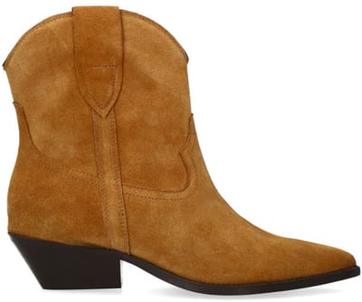 Sacha - Dames - Taupe suède western enkellaarsjes - Maat 36