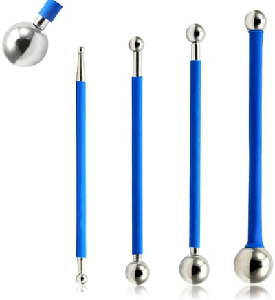 Kitset van roestvrij staal - 4delige metalen kogelset - voor het coaten van tegelvoegen en doe-het-zelf-knutselwerkjes - Blauw