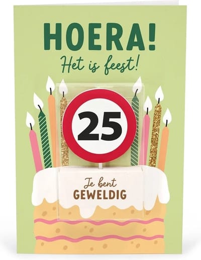 Verjaardagskaart met kaars | 25 jaar | Je bent geweldig