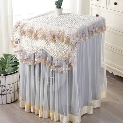Wasmachinehoes - Drogerhoes - Keuken Decoratie - Katoen Linnen Stof - 60x60x85 cm - Beige