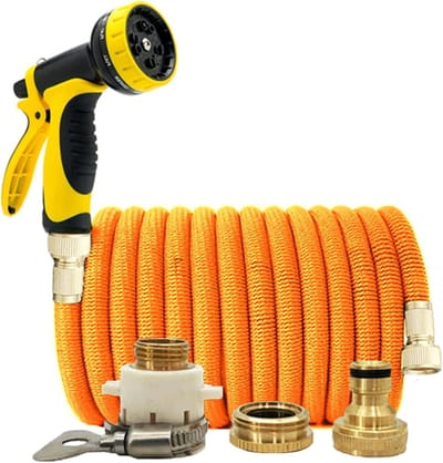 Uitbreidbare Tuinslang - Magische Waterleiding - Tuin Besproeien - Dubbele Metalen Connector - 30 Meter - Grijs