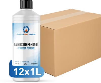 Waterstofperoxide 3% - Doos - 12 x 1 liter - 2 Spraytriggers - Hydrogen Peroxide - Zuurstofwater