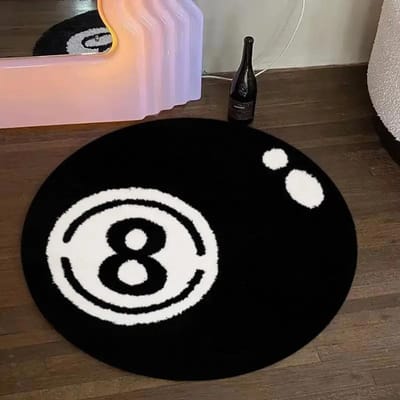 Zwart 8-Delig Biljart Tapijt - Zacht Pluizig Woonkamer Vloerkleed - Nachtkastje Kleed Voor Slaapkamer - Ideaal Voor Zachte Huisdecoratie 60x60cm 24x24inch white