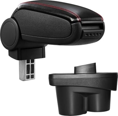 Armsteun-Opel Corsa E-11-2014-kunstleer-zwart+rood stiksel