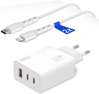 Oplader geschikt voor iPhone / iPad / AirPods + Lightning kabels - 1 meter - Snellader - Power Adapter - Oplaadstekker