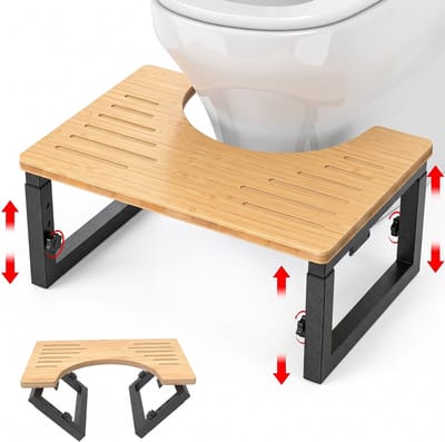 Toiletkrukje Bamboe Inklapbaar - WC Krukje Opvouwbaar - Hout - Toilet Squat - Opstapkrukje - Opstapje voor Kinderen - WC Krukje Volwassenen Bamboo - Potty training - Bamboo - WC Krukje voor de juiste houding