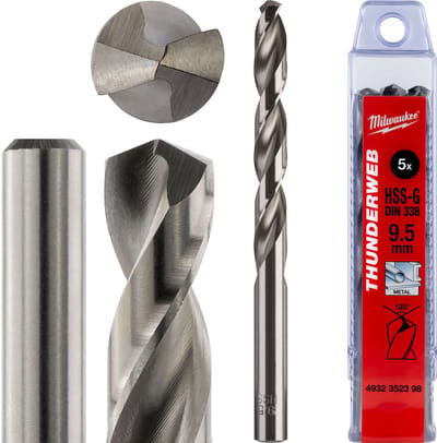 Milwaukee THUNDERWEB - Metaalboren DIN 338 - 5 en 10 stuks TW 9,5 x 125-5 stuks - 4932352398