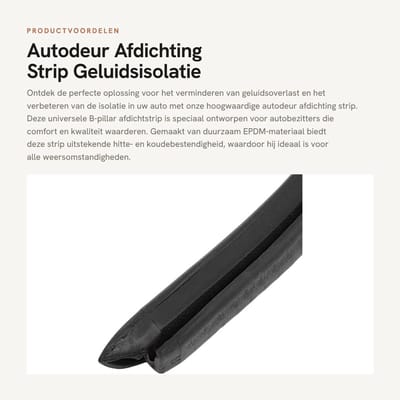 Dailygoods- Afdichtstrip B-vorm - Geluidsisolatie - Tochtstrip - Waterdicht - Universeel - Hoogwaardig EPDM-materiaal