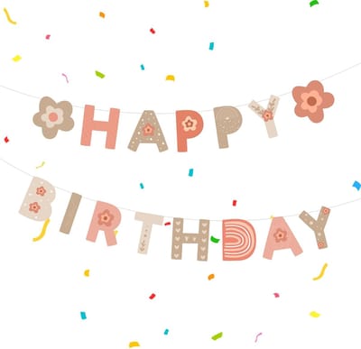 SnelShoppen - Daisies Happy Birthday Garland - Verjaardag Versiering Meisje 1 Jaar - Happy Birthday Banner - Kinderen Decoratie - Feest