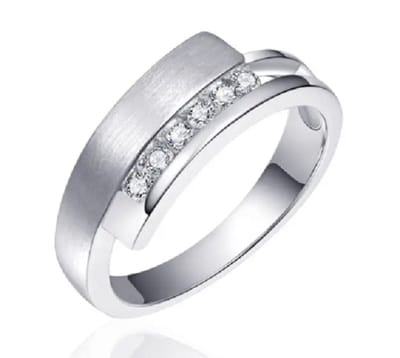 Schitterende Mat Glans Zilveren Ring met Zirkonia's 15.25 mm. (maat 48) model 124