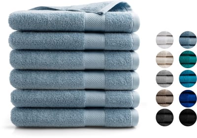 DoubleDry XL Handdoeken 70 x 140 - set van 6 - Hotel kwaliteit 500 g/m2 - 6x Lichtblauw