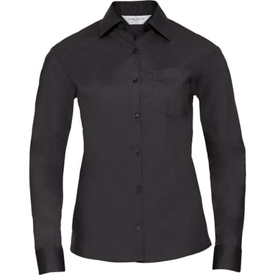 Russell Collection Dames/Dames Poplin Easy-Care Formeel Overhemd Met Lange Mouwen (Zwart)