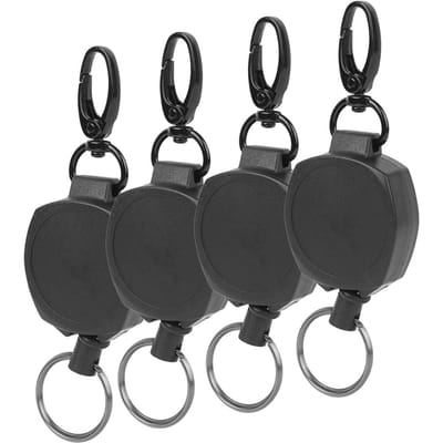 4 stuks Wandelen Kamperen Anti-Verlies Intrekbare Sleutelhanger Anti-Diefstal Veiligheid Rekbare Sleutelhanger black