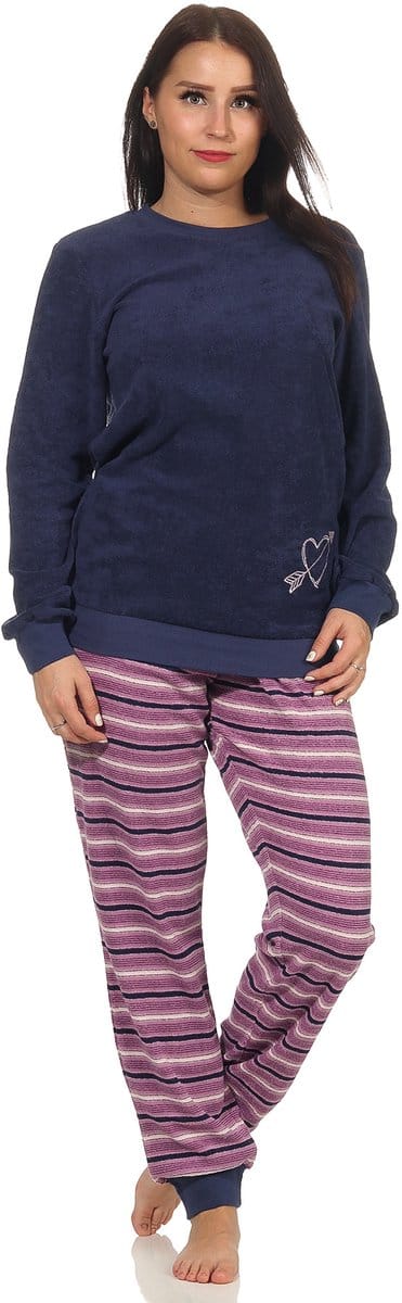 Dames badstof pyjama met manchetten - ijskristalmotief - 291 201 13 901