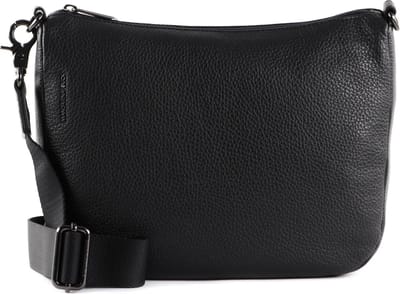 MANDARINA DUCK Leren Schoudertas Mellow Leather Hobo Bag Nero Zwart