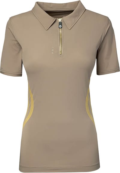 Pk International - Polo - Pleasure - Meryl - korte mouw - Satijnen Rits - Technische stof - Sneldrogend - Lichtbruin - M/38