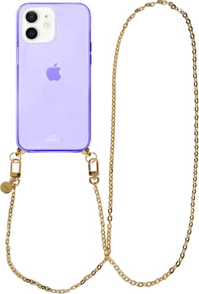 xoxo Wildhearts silicone case met koord - Paars telefoonhoesje met koord - telefoonketting - Dreamy - long - Cord Case - geschikt voor Apple iPhone 11 - Lange gouden ketting