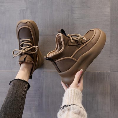 Echte leren Daddy-schoenen voor dames Winter Nieuwe trendy lichtgewicht dikke zool plus fluwelen casual sportschoenen Forrest Gump 40 black