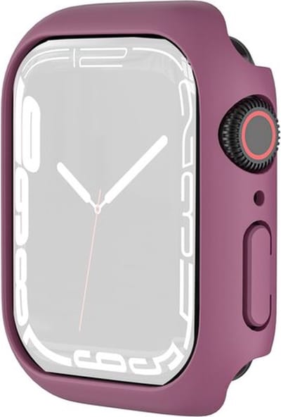 By Qubix - Apple Watch 45mm Hard case (open front) - Wijnrood - Geschikt voor Apple Watch 45mm hoesje - screenprotector - Bescherming iWatch - Bescherm hoesje