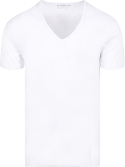 Garage 206 - Bodyfit T-shirt diepe V-hals korte mouw wit M 95% katoen 5% elastan