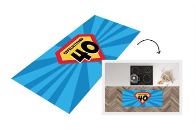 Keukenloper - Loper keuken - Verjaardag cadeau - 40 jaar - Superheldencape - 120x50 cm - Keukenloper vinyl