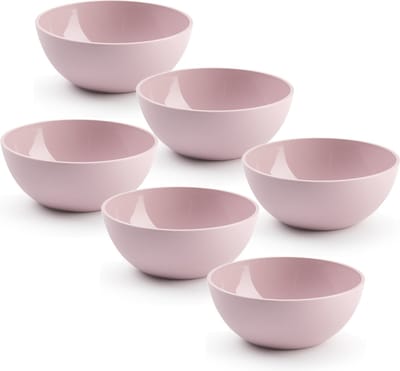 Plasticforte kommetjes/schaaltjes - 6x - dessert/ontbijt - kunststof - D12 x H5 cm - roze - BPA vrij