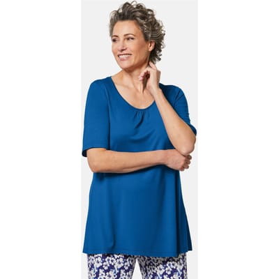 Tijdloos shirt met modern plooidetail - koningsblauw - Gr. 40 van Goldner Fashion