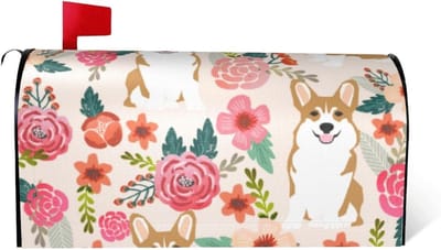 Brievenbushoes Bloemen - Tuindecoratie - Buiten opfleuren - Magnetische Pasvorm - 45 x 50 cm - Zwart