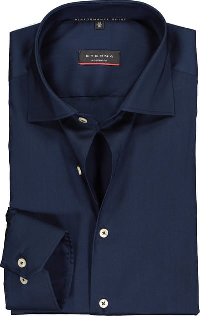 ETERNA modern fit overhemd - superstretch lyocell heren overhemd - donkerblauw - Strijkvriendelijk - Boordmaat: 39