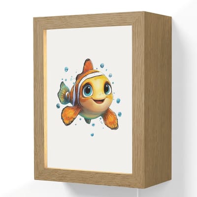Wandlamp 15x20 cm - Oplaadbaar - Clownvis - Oranje - Vis - Water - Wandlampen binnen woonkamer - Slaapkamer lamp met kabel - Decoratieve nachtlamp - Vloerlamp snoer